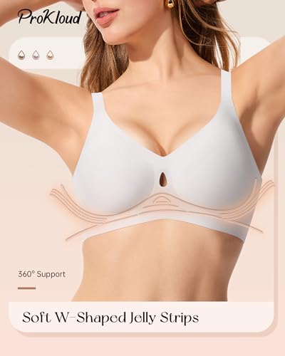 Image of ProKloud Bras for Women No Underwire Wireless Jelly Bras Full Coverage Seamless Push Up Bralettes Support Tshirt Bra