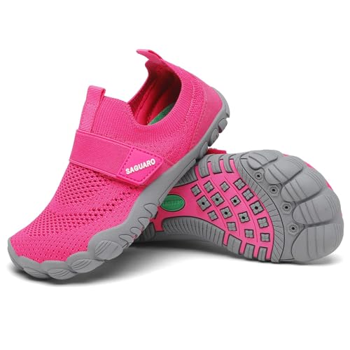 SAGUARO Escarpines Niño Niña Zapatillas de Agua Respirable Zapatos Agua Antideslizante Zapatillas Playa Escarpines Piscina Calzado para Natacion Surf Acuaticas Rosa Intenso, Gr.25 EU