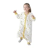 Miipat Toddler Sleep Sack with Feet 1.5 TOG Sleeping Bag Long Sleeves Unisex Giraffe Wearable Blanket for Early Walkers(Yellow,5-6Years)