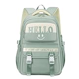 Mochila Feminina Escolar Juvenil Multiuso Antifurto Mochila para Notebook Impermeavel Reforçada Multifuncional Viagem (Verde)