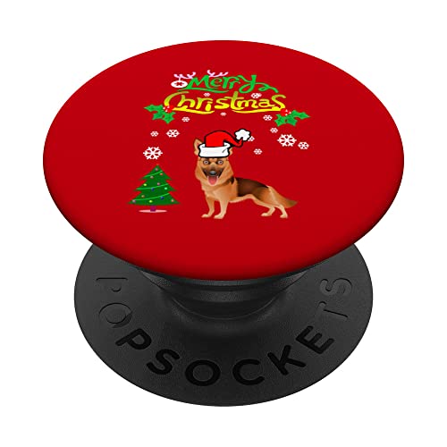 German Shepherd Dog Santa Hat Christmas Xmas Funny Dogs Love PopSockets PopGrip Intercambiable