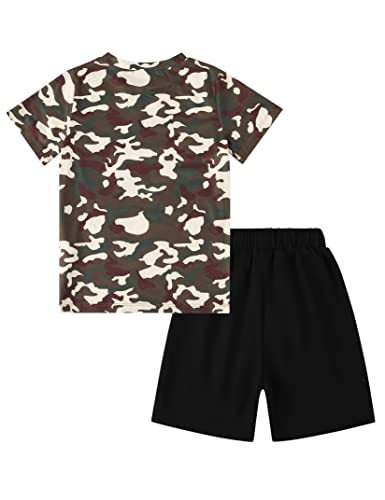 Image of GERU Boy Shorts Sets Hawaiian Outfit Kid Leaves Floral Short Sleeve Shirt Top+shorts Suits
