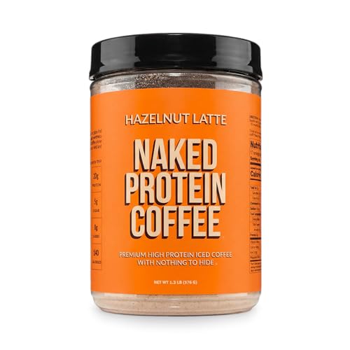 Image of NAKED Hazelnut Latte Protein Coffee - Premium Colombian Iced Coffee Protein Shake Drink, Delicious Keto Friendly and Gluten Free, 17 Servings