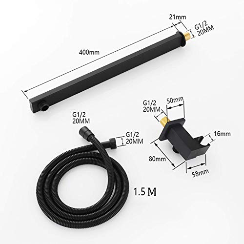 Ensemble combiné de douche de salle de bain noir encastrable LUNEZY