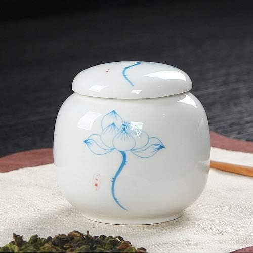 SONGCHAO Sugar Jar Chinese Style Ceramic Tea Canister, White Coffee Bean Canister, Mini Salt Shaker, Portable Sugar Shaker, Suitable for Travel or Home Use Tea Canister (Color : 08)