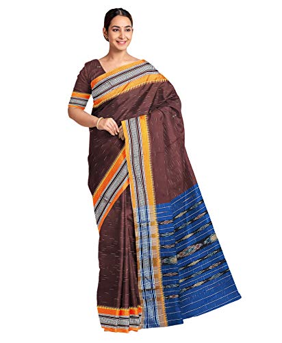 Image of Odisha Sambalpuri Handloom Ikat Women's Cotton Saree, Odisha Handloom Handmade Pure Cotton Khandua Saree, Ikkat Orissa Traditional Handloom Saree Without Blouse