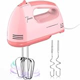 Z-DESDEMONA Elektrischer Handmixer, Kleine Lebensmittelmischer 7 Geschwindigkeiten Handmischer, 304 * (2 * Beater, 2 * Teighaken) Küchenmischer für Sahne, Kekse
