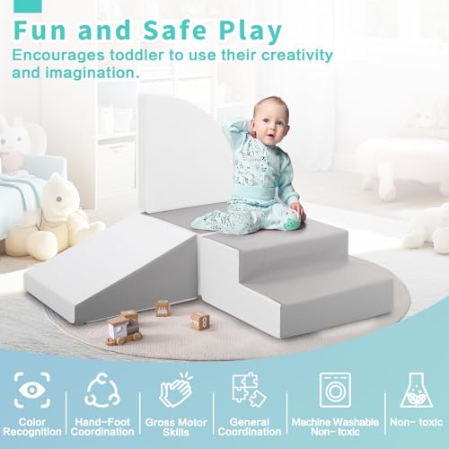 Image of TODIBY Foam Blocks Climbing for Kids: Toddler Toys for Indoor and Outdoor Fun - Soft PU Leather Play Structure for Crawling and Sliding - Ideal for Playhouse and Play Gym Activities