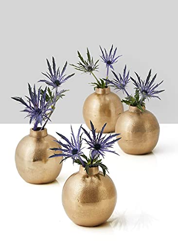 Serene Spaces Living SSLNRVS1045BSFS Set Of 4 Gold Floral Ball Bud Vase thumb #1