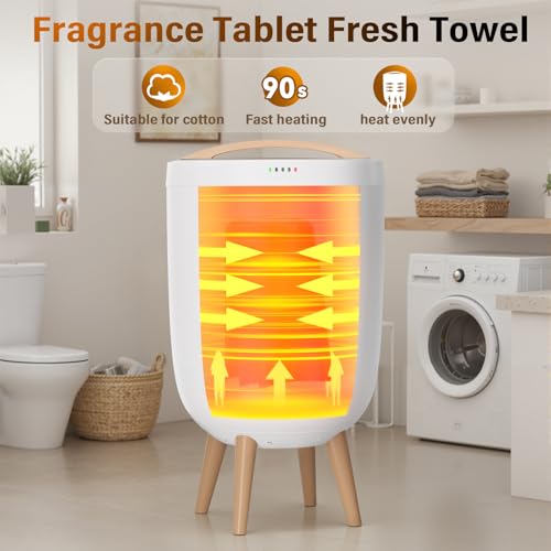 Towel Warmer Bucket for Bathroom Fast-Heating (Up to 260?), 20L Large Capacity with Bluetooth Speaker and Mood Lights Portable Towel Warmers with Timer, FCC/ETL Certified, Heated Cotton Only (White-A)