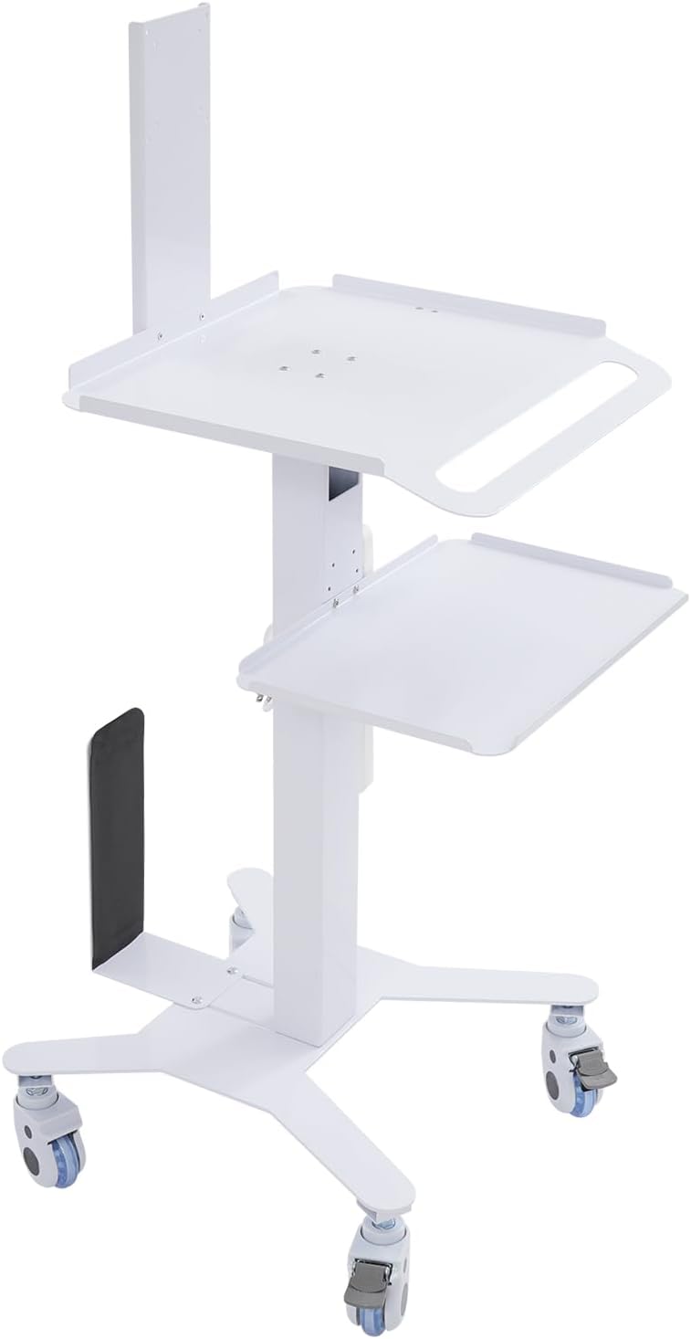 Mobile Height Adjustable Cart, Standing Rolling Computer Desk 3-Tier Stand Up Desk Cart Flexible Workstation for Office, School, Teachers, Hospital, Laboratory (with Bracket)