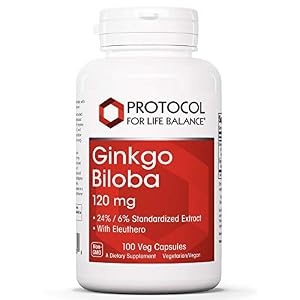 Image of Protocol For Life Balance - Ginkgo Biloba 120 mg - Eleuthero for Neurological and Cognitive Function Support, Promotes Optimum Circulation - 100 Veg Capsules