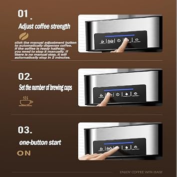 Fully automatic espresso machine, 20 bar pressure, with steam wand, 1.6-liter water tank, and color touch display. Cact design, perfect for home or travel, makes lattes and capnos.