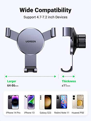 Ugreen Car Phone Holder Air Vent, Car Phone Mount With Upgrade Hook Clip Gravity, Universal Aluminum Car Cradle Compatible With Iphone 14 13 12 11 Pro Max Mini Xs Xr, Galaxy S23 S22 Ultra Space Grey #TOP5