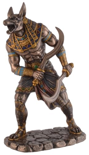 VOGLER Joh. Vogler GmbH Anubis - Dios egipcio de los muertos con espadas hoz, bronce a mano/color, por Veronese