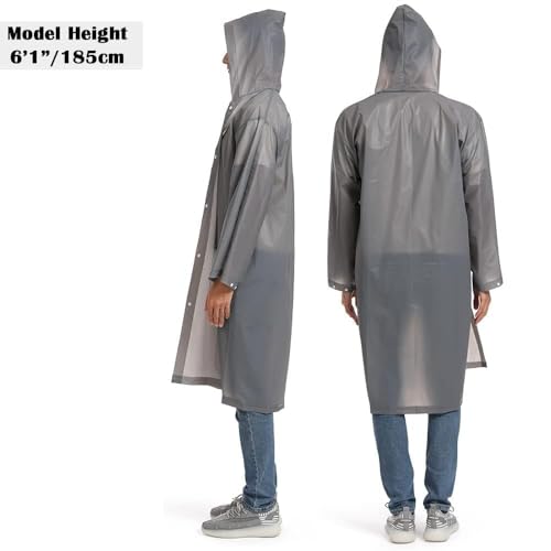Opret 2 Pack Raincoats for Adults Reusable, EVA Rain Ponchos Lightweight Rain Coat Waterproof Rain Gear for Men and Women - Image 6