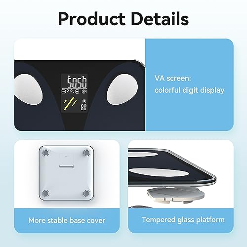 Image of Hoffen (Made in India) Smart Electronic Digital Weight Machine for Body Weight, Fitness Composition Monitor, NEW HEART RATE And V /A SCREEN, Free Bluetooth APP, 2 Years Warranty HO 45 APP