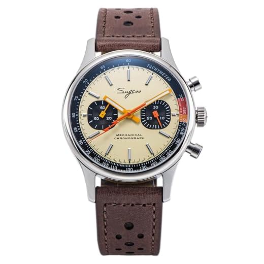 Sugess Chrono Hertiage SUCHP005Z Brown Racing Leather ST1901 Mechanical Chronograph Mens Wrist Pilot Watch Seagull 1963