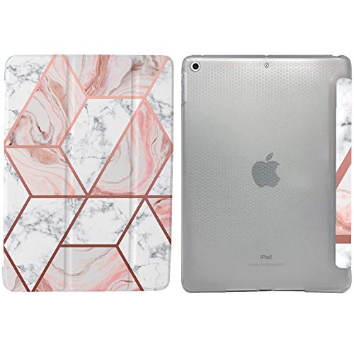 Image of DuraSafe Cases Compatible with iPad 8.3 Inch Mini 6th Gen [ Mini 6 2021 ] A2567 A2568 A2569 MK7M3HN /A MLWL3HN /A Lightweight Smart Adjustable Stand Feature Printed Sleek Design Flip Case - Marble Pink
