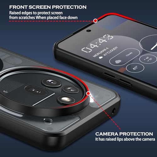 Image of GUAGUA Polycarbonate For Nothing Phone 3A Pro Case, [Compatible With Magsafe] Magnetic Anti-Scratch Translucent Matte Back Slim Shockproof Case Phone Cover,Black