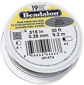 Beadalon 19 Strand Bead Stringing Wire Bright Silver 0.38 mm (.015 in) 30 ft. Spool [Pack of 2 ]