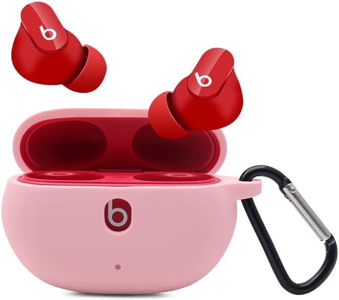 Claiol Funda de silicona para Beats Studio Buds, funda de silicona a prueba de golpes prémium 2021 New Beats Studio Buds con llavero (rosa)