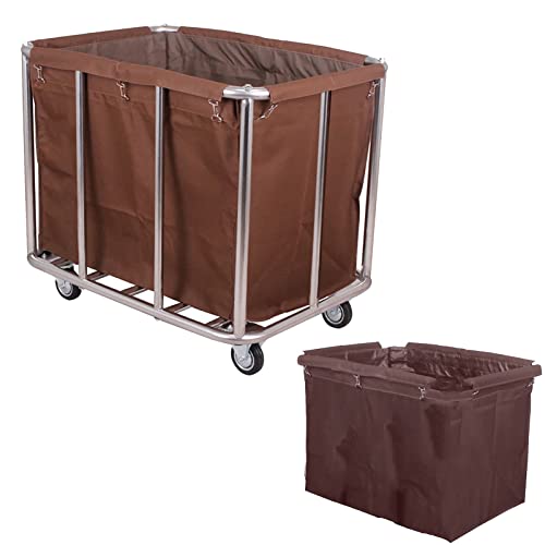 YYDM Carrinho de roupa, cesta de roupa com 4 rodas silenciosas, com 100 kg, bolsa de tecido removível, adequada para hotéis, lavandarias, escolas, indústrias, etc (cor: Brown+Cloth Bag)