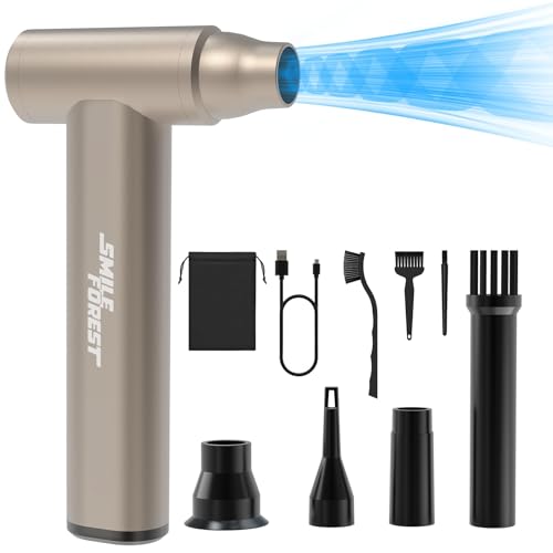 Compressed Air Duster - 130000RPM Electric Mini Blower - Turbo Fan - Car Dryer, Cordless Air Duster for Computer Keyboard, Outdoors, Car, Home (Silver)