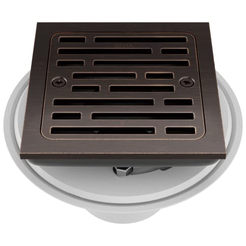 Image of Delta Faucet 4 Inch Tile-In Square Shower Floor Drain Oil Rubbed Bronze, Shower Drain Kit, Square Shower Drain, Chrome Shower Drain, Shower Floor Drain, Venetian Bronze DT062412-RB