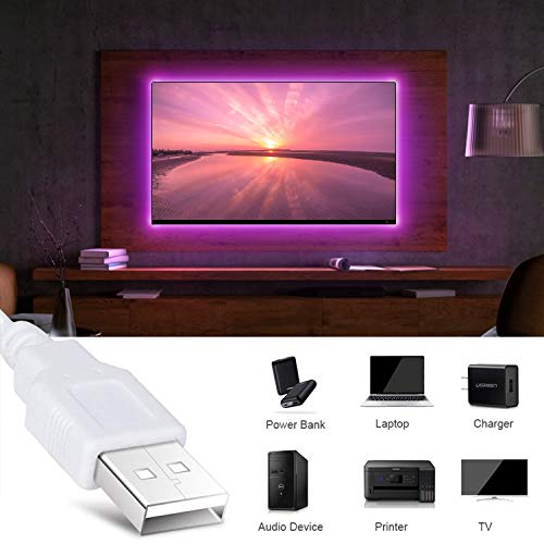 Tasmor LED Strip 5m USB LED Streifen, RGB LED TV Hintergrundbeleuchtung LED Band 16 Farben und 4 Modi, Led Leiste Sync mit Musik LED Lichtband mit Fernbedienung LED Kette für Zuhause,TV, PC,Weinachten