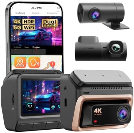 DDPAI Z60 Pro C&acirc;mera Veicular 3 Canais, Dash Cam STARVIS 2, C&acirc;mer...
