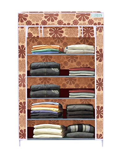 Image of FLIPZON | 5 Shelves Baby Foldable Wardrobe | Non-Woven Fabric Shelves | Beige