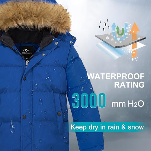 FARVALUE Boys Water Resistant Winter Coat Warm Quilted Puffer Jacket Hooded Parka Thicken Down Jacket for Boys4
