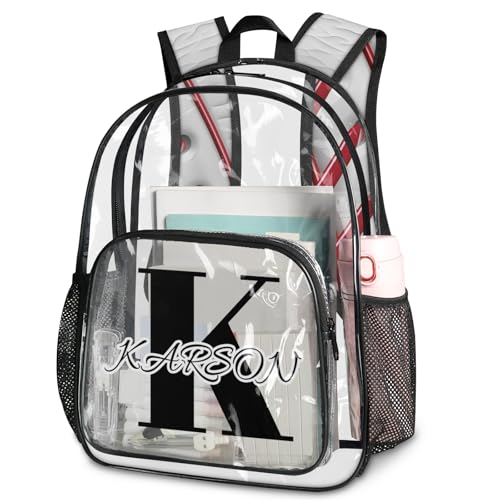 Personalized Red Stitching Baseball Small Clear Backpack Stadium Approved Heavy Duty PVC Plastic Custom Transparent Backpacks See Through Bag with Name