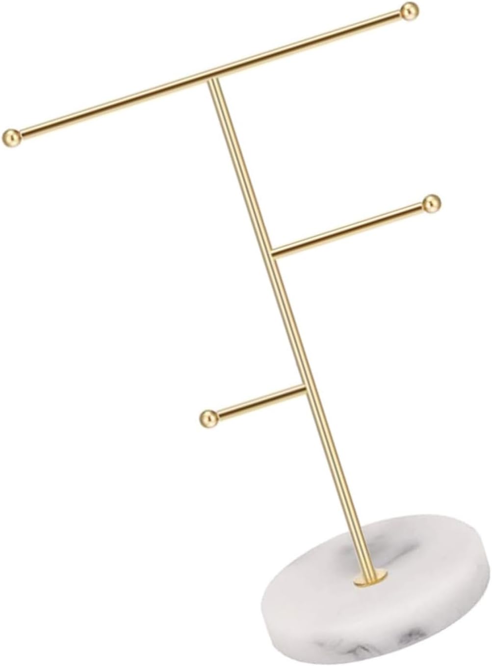 Alasum Jewelry Stand Holder and Watch Display Rack, Gold Iron Nordic Style Marble Base, 18.5x10x26cm Jewelry Organizer for Earring Necklace Storage and Display