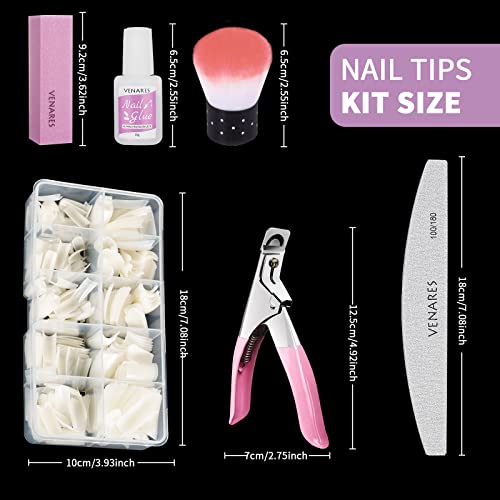 Capsules Ongles, Venares 500 Pcs Faux Ongles Français Acrylique Artificiel Capsules Ongles avec Colle, Blocs de Polissoirs Ongles, Pinceau à Ongles, Limes à Ongles, Coutellerie Ongles (Naturel) - Image 8
