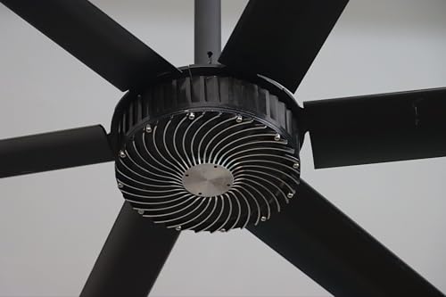 Image of 144-Inch HVLS Industrial Ceiling Fan Large Commercial Ceiling Fan +32,000 CFM with Remote, PMSM Motor, 6 Speeds, Reversible, for Warehouse, Gym, Barn, Shop, Garage | Orion 144 inch (Black)