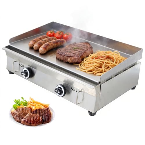 Eqcotwea 2000Pa Natural Gas Grill Griddle Stainless Steel Countertop Griddle