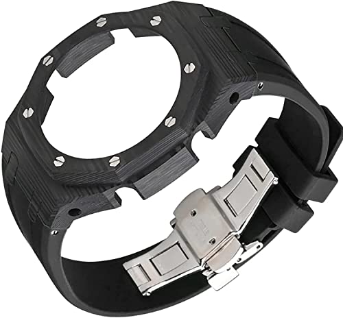 Kit de modification carbone pour GA2100 homme avec bracelet caoutchouc et boucle papillon