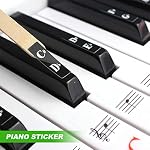 Stickers clavier Piano, Amovible Clavier Piano Etiquettes Sticker de touche 88/76/61/54/49/37 Clés Lettres de Couleur pour les Débutants Enfants