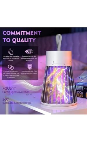Image of Mosquito Killer Lamp, Eco Friendly Bug Zapper USB Powered Dual Mosquito Zapper with UV Light Lamp for Home Indoor Garden Outdoor (White)