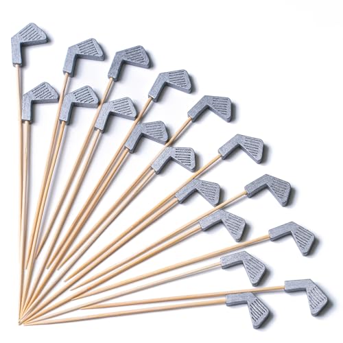PuTwo Golf Cocktail Picks 4.7 Inch 100pcs Bamboo Fancy Skewers