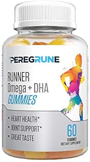 Runner Fish Oil Gummies with Omega 3, 6, and 9 Plus DHA - Fruit Flavored Daily Supplement for Running – 50% Less Sugar – Helps Support Heart & Joint Health for Athletes, 1 Month Gummy Bottle