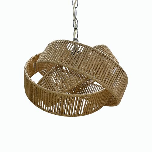 Image of Lilia Wicker Light Shade Easy Fit Pendant Lampshades for Ceiling Lights for Bedroom, Living Room, Cafe (Natural)