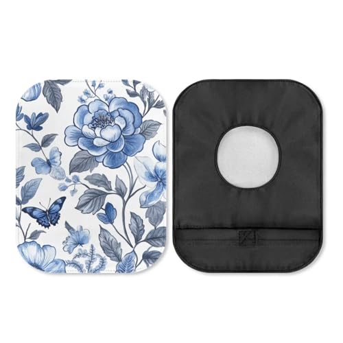 Uorisanigo Colostomy Bag Covers for Women Senior Lightweight Ostomy Pouch Cover Blue Floral Ostomy Protective Bag Cover Reusable Odor Control Stretchy Bag Cover