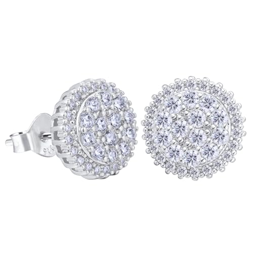 VEXXS S925 Diamond Stud Earrings for Men, 14K Real Gold Plated Iced Out Earrings Micro Pave 5A CZ Stones Men’s Studs, Hypoallergenic 925 Sterling Silver Studs
