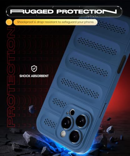 Image of WOW IMAGINE Ultimate Silicone Back Cover Case for iPhone 16 Pro Max | Heat Dissipation Thin Soft TPU | 360 Camera Protection | Breathable Cooling Holes - Deep Blue