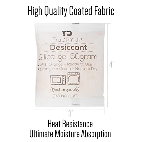 Trudry Up 50Gram [12 Packs] Food Grade Silica Gel Packets, Desiccants, Moisture Absorbers-Rechargeable Desiccants Packs, Food, Jewelry Shoes Box, Electronics Storage, Dehumidifier #TOP2
