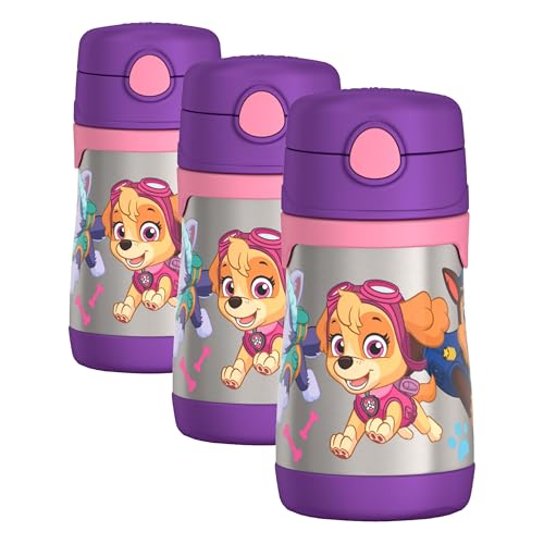 Image of THERMOS Vacuum Insulated Stainless Steel 10oz Straw Bottle, Paw Patrol Girl (Pack of 3)