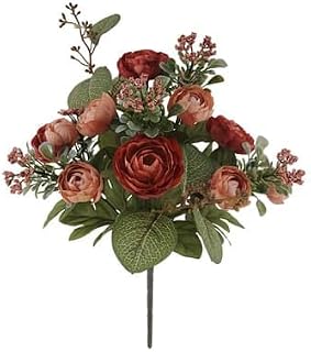 Ashland 18" Ranunculus & Berry Deluxe Bush Artifical Fall Florals for Crafting and Home Decor